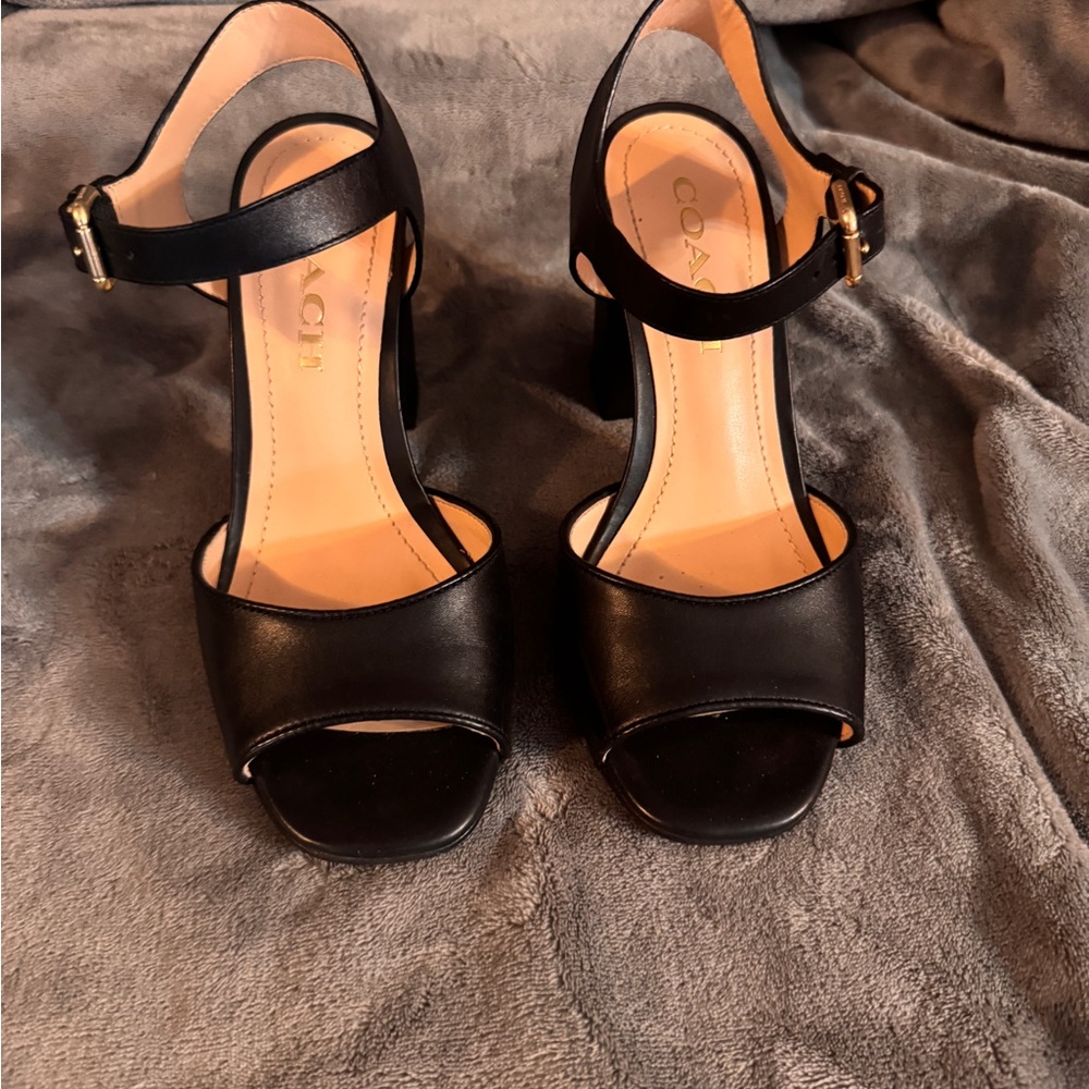 Coach Black Open-Toe Heels